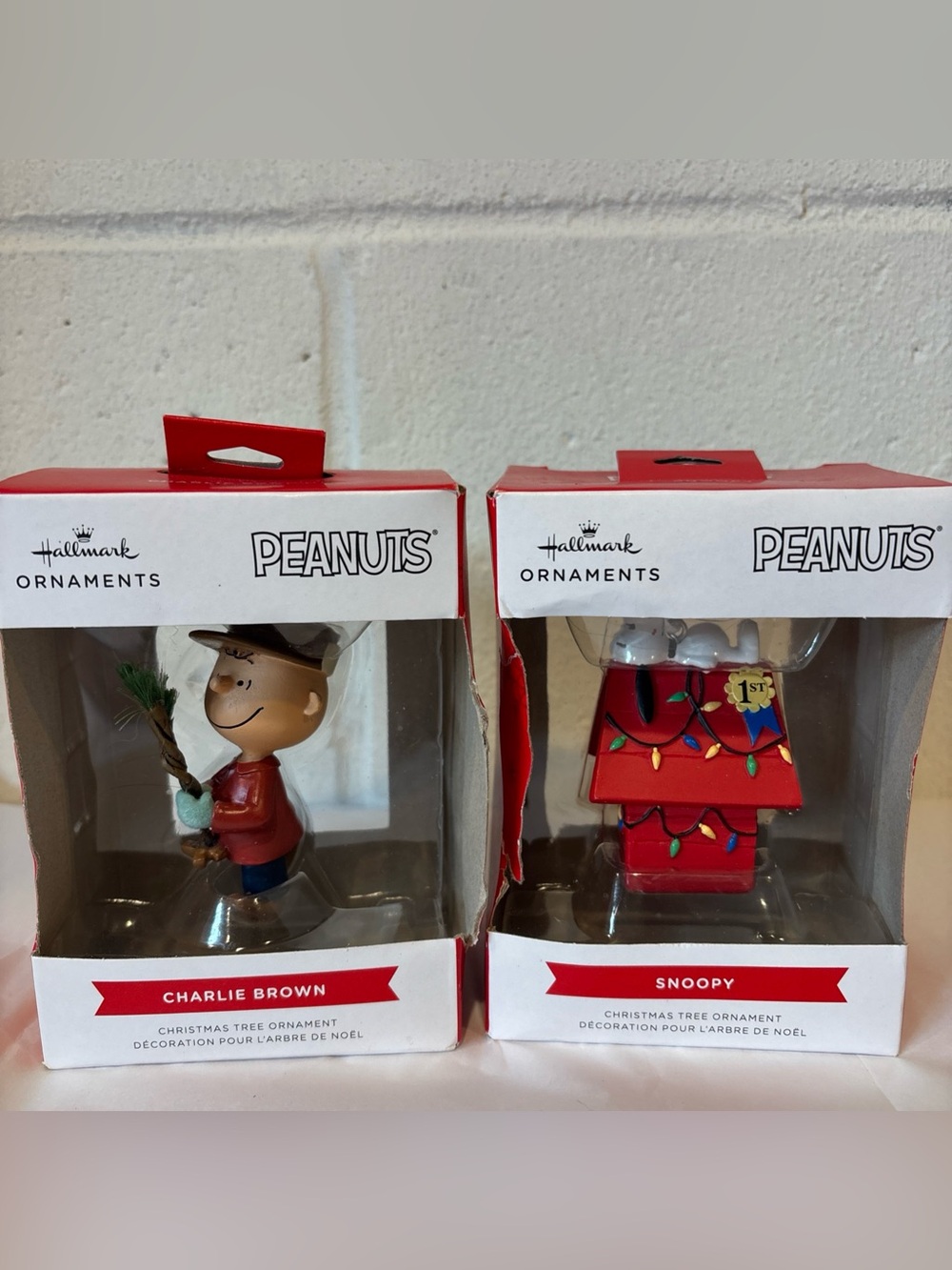 Hallmark Snoopy and Charlie Brown Peanuts Christmas Ornaments Lot of 2 New